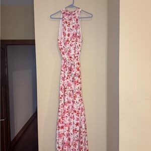 Pink Lily Floral Halter Maxi Dress